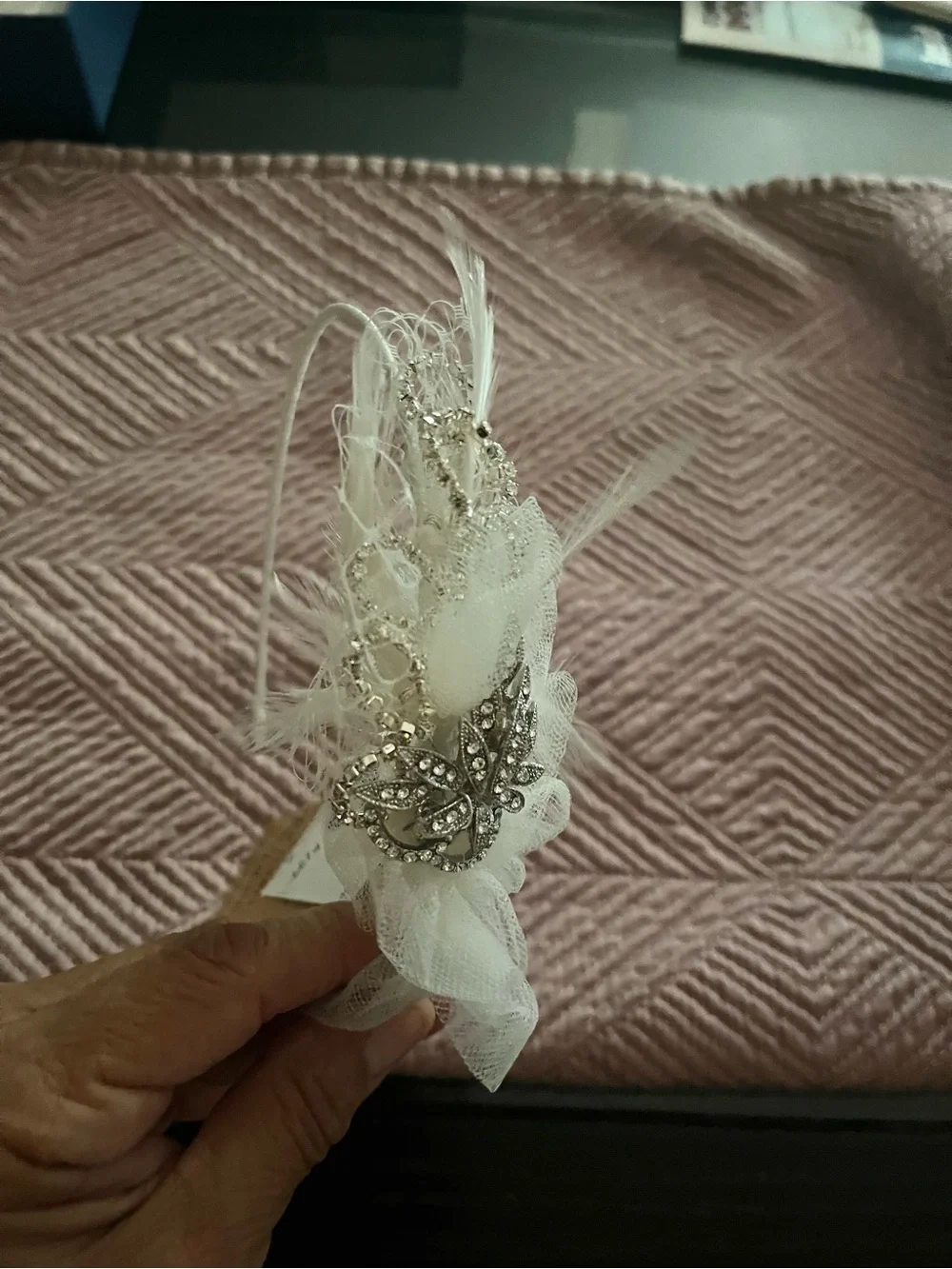 Ivory Tulle/Feather & Crystal Bridal Headband